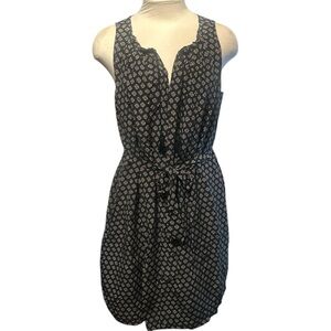 Madewell Silk Navy and Cream Floral Patterned Dress Size Small